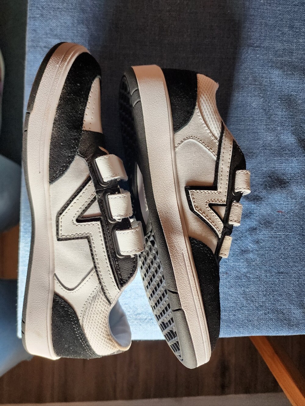 Vans Lowland Comfy Cush Varsity Black and White Velcro Sneakers